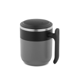 Taza de viaje doble pared con acabado mate y base antideslizante 400ml color gris