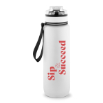 Botella mate engomada de RPET con frases motivadoras 1,06ml color blanco imagen con logo 3