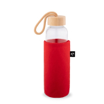 Funda para botella de fieltro reciclado para transporte color rojo tercera vista