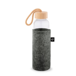 Funda para botella de fieltro reciclado para transporte color gris oscuro tercera vista