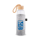 Funda para botella de fieltro reciclado para transporte color gris claro imagen con logo 4