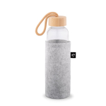 Funda para botella de fieltro reciclado para transporte color gris claro tercera vista