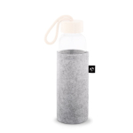 Funda para botella de fieltro reciclado para transporte color gris claro cuarta vista