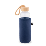 Funda para botella de fieltro reciclado para transporte color azul marino tercera vista
