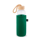 Funda para botella de fieltro reciclado para transporte color verde oscuro tercera vista