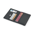Portapasaportes con protección RFID y cierre elástico cuero sintético color negro cuarta vista