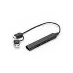 HUB USB multifuncional ecológico con 4 puertos y carga de 10W color negro