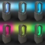 Ventilador portátil sin aspas con luz LED de 6 colores y 4 velocidades color beige cuarta vista