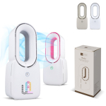 Ventilador portátil sin aspas con luz LED de 6 colores y 4 velocidades