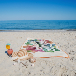 Toalla de playa de RPET con tecnología de secado rápido 100x180cm color naranja octava vista