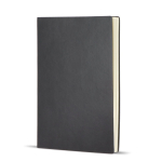 Libreta con tapa blanda de PU y cinta marcapáginas A5 hojas a rayas color negro