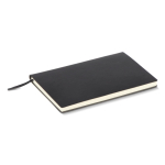 Libreta con tapa blanda de PU y cinta marcapáginas A5 hojas a rayas color negro quinta vista
