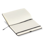 Libreta con tapa dura de PU ideal para láser A5 y hojas a rayas color negro cuarta vista