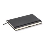 Libreta con tapa dura de PU ideal para láser A5 y hojas a rayas color negro quinta vista