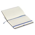 Libreta con tapa dura de PU ideal para láser A5 y hojas a rayas color azul cuarta vista