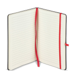 Libreta con tapa dura de PU ideal para láser A5 y hojas a rayas color rojo tercera vista