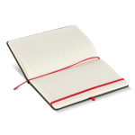 Libreta con tapa dura de PU ideal para láser A5 y hojas a rayas color rojo cuarta vista