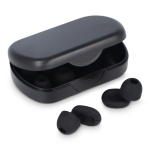 Tapones de oídos de silicona suave con estuche y en 3 tallas color negro
