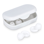 Tapones de oídos de silicona suave con estuche y en 3 tallas color blanco