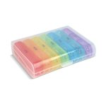Pastillero semanal de plástico con 7 cajas y 3 compartimentos por día color multicolor segunda vista