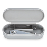 Set de manicura en estuche compacto de plástico con 3 piezas color gris tercera vista