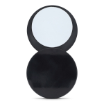 Espejo compacto deslizante de plástico con carcasa protectora color negro tercera vista