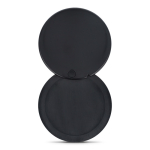 Espejo compacto deslizante de plástico con carcasa protectora color negro cuarta vista