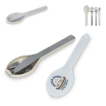 Set de 3 cubiertos de acero inox en estuche de plástico resistente