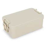 Fiambrera doble capa con clips de cierre y cubiertos integrados 1,55L color beige
