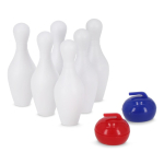 Juego de bolos de mesa con pista plegable y caja compacta de almacenaje color negro cuarta vista
