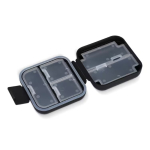 Pastillero de plástico compacto con múltiples compartimentos color negro sexta vista