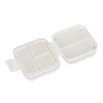 Pastillero de plástico compacto con múltiples compartimentos color blanco sexta vista