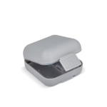 Pastillero de plástico compacto con múltiples compartimentos color gris segunda vista