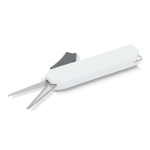 Tijeras plegables de acero y plástico para viaje con estuche protector color blanco