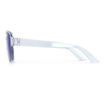 Gafas de sol de plástico reciclado con efecto espejo y protección UV400 color azul transparente cuarta vista