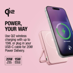 Power bank magnética con carga inalámbrica Fresh'n Rebel 10.000mAh color rosa octava vista