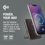 Power bank magnética con carga inalámbrica Fresh'n Rebel 10.000mAh color gris oscuro octava vista