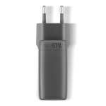 Cargador rápido con triple puerto 1 USB-A y 2 USB-C Fresh'n Rebel 67W color gris oscuro