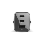 Cargador rápido con triple puerto 1 USB-A y 2 USB-C Fresh'n Rebel 67W color gris oscuro
