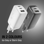 Cargador rápido con triple puerto 1 USB-A y 2 USB-C Fresh'n Rebel 67W color gris oscuro cuarta vista