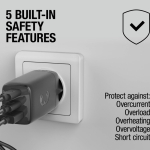 Cargador rápido con triple puerto 1 USB-A y 2 USB-C Fresh'n Rebel 67W color gris oscuro quinta vista