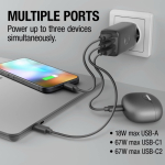 Cargador rápido con triple puerto 1 USB-A y 2 USB-C Fresh'n Rebel 67W color gris oscuro septima vista