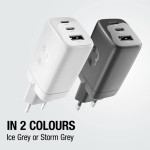 Cargador rápido con triple puerto 1 USB-A y 2 USB-C Fresh'n Rebel 67W color gris claro quinta vista