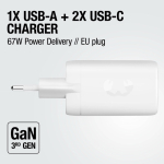Cargador rápido con triple puerto 1 USB-A y 2 USB-C Fresh'n Rebel 67W color gris claro novena vista