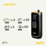 Compresor portátil de inflado rápido con linterna y powerbank de 4000mAh color negro quinta vista