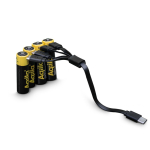 Paquete de 4 pilas AA recargables con conexión USB-C de 2000mAh color negro cuarta vista