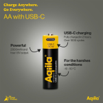 Paquete de 4 pilas AA recargables con conexión USB-C de 2000mAh color negro sexta vista