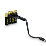 Paquete de 4 pilas AAA recargables con conexión USB-C de 600mAh color negro cuarta vista
