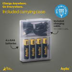 Paquete de 4 pilas AAA recargables con conexión USB-C de 600mAh color negro quinta vista
