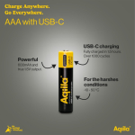 Paquete de 4 pilas AAA recargables con conexión USB-C de 600mAh color negro sexta vista